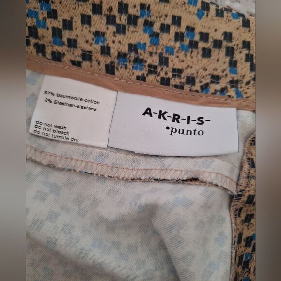 A-K-R-I-S Punto Stylish Tan and Blue  Ankle Pants Size  14 - Picture 3 of 8